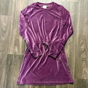 Purple Velvet Kids Casual Dress